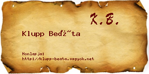 Klupp Beáta névjegykártya